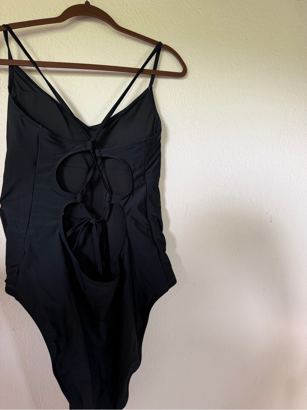 aerie Black One-Piece Swim Suit with Thin Straps - Picture 4 of 6